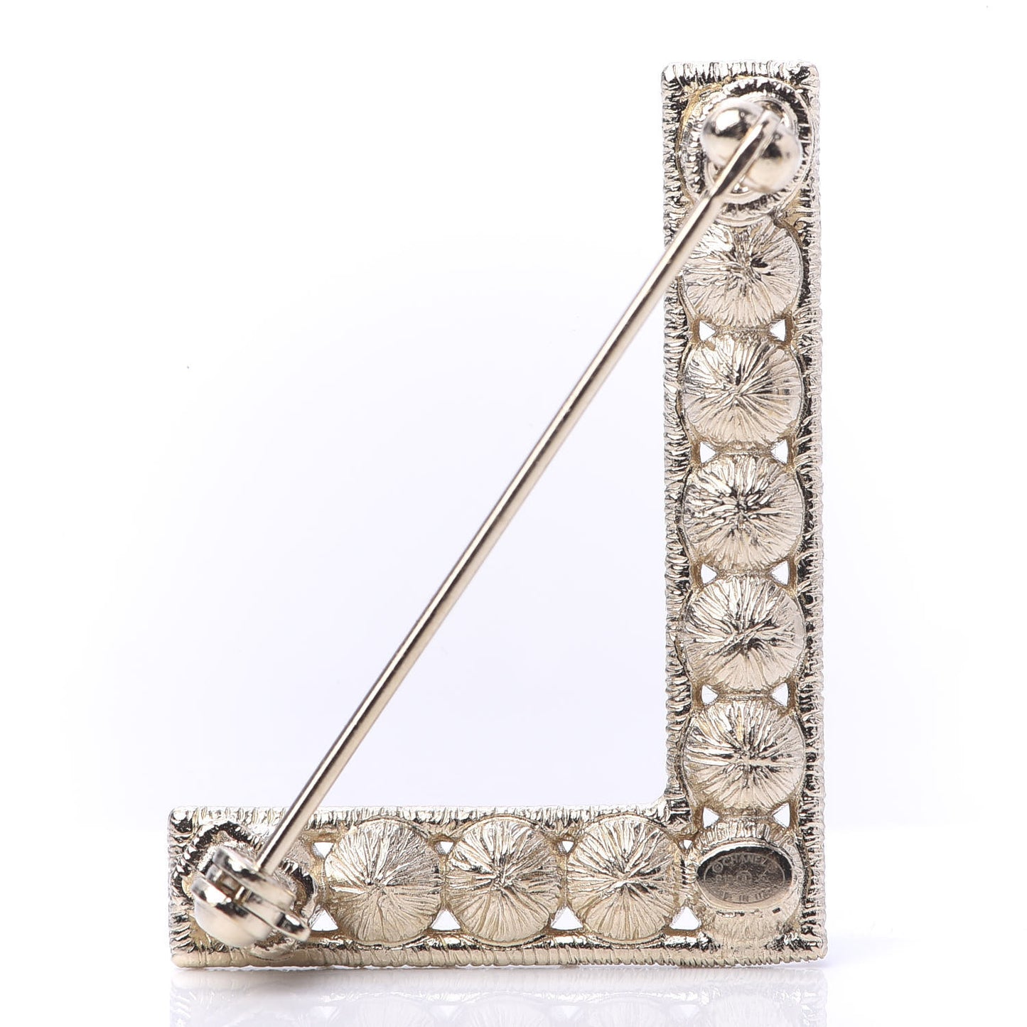 Crystal Cha-Nel Logo Brooch Set Gold