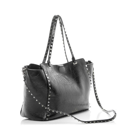 Valentino Garavani Vitello Medium Rockstud Tote Black 3 of 6