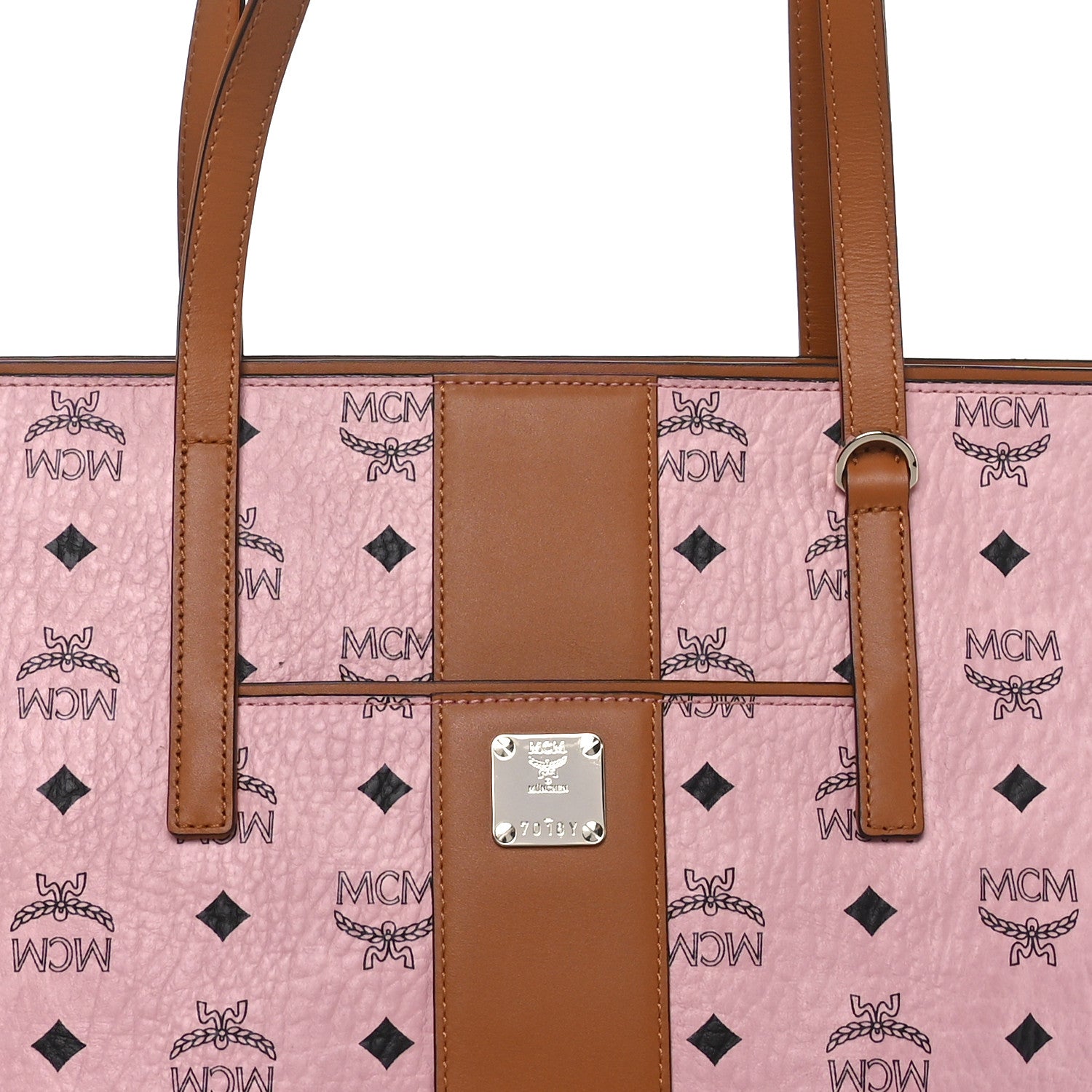 MCM Visetos Medium Anya Zip Top Shopper Tote Soft Pink 7 of 9