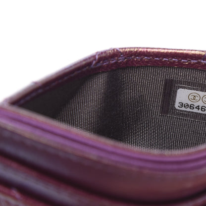 Chanel Iridescent Lambskin Quilted Card Holder Purple 8 of 9