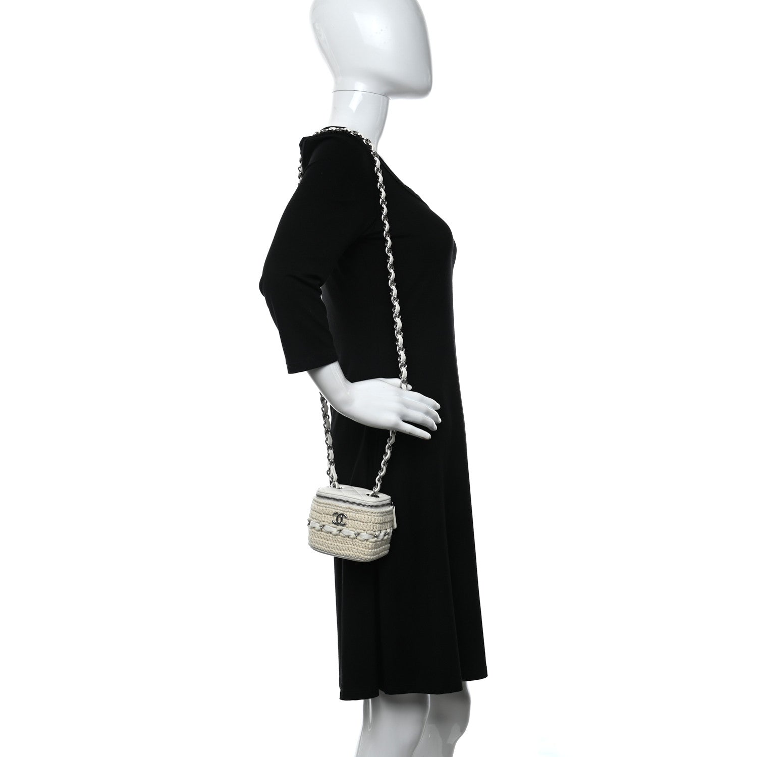 Chanel Lambskin Crochet Small Vanity Case With Chain White 2 of 9