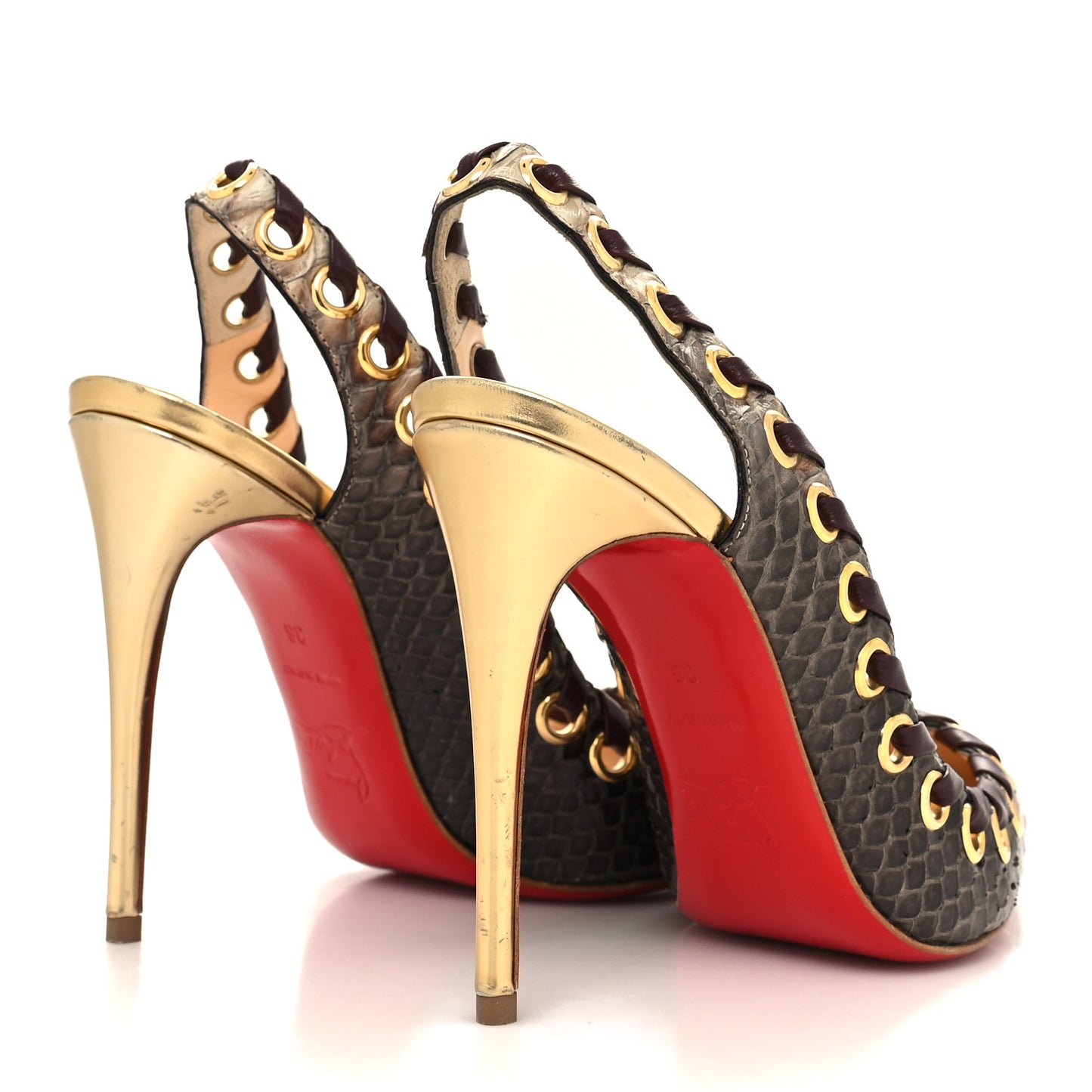 Snakeskin Ostri 100 Slingback Pumps 36 Naturel