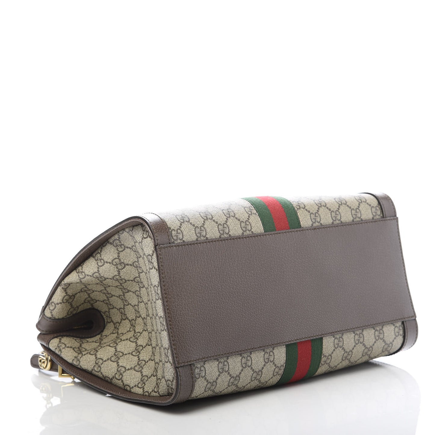 GG Supreme Monogram Web Medium Ophidia Tote Bag Brown