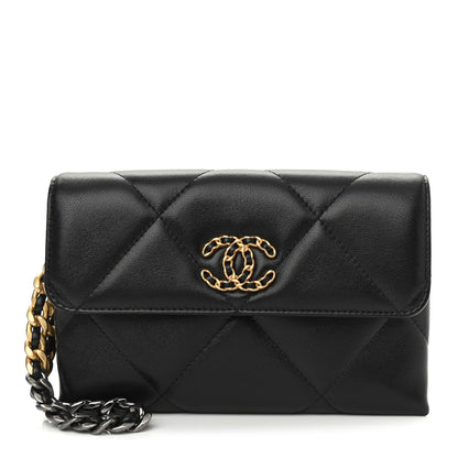 Chanel Lambskin Quilted Chanel 19 Flap Clutch Black 1 of 11