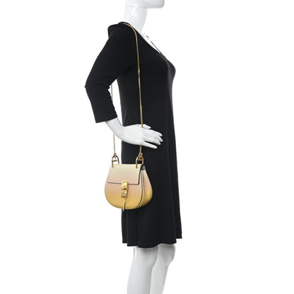 Chloe Grained Calfskin Lambskin Ombre Mini Drew Shoulder Bag Orange Mimosa 3 of 10
