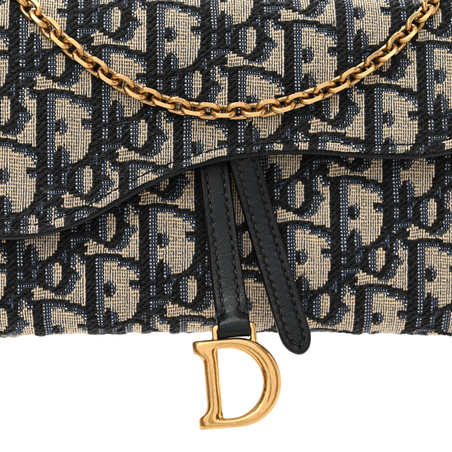 Christian Dior Oblique Saddle Chain Long Wallet Blue 9 of 13