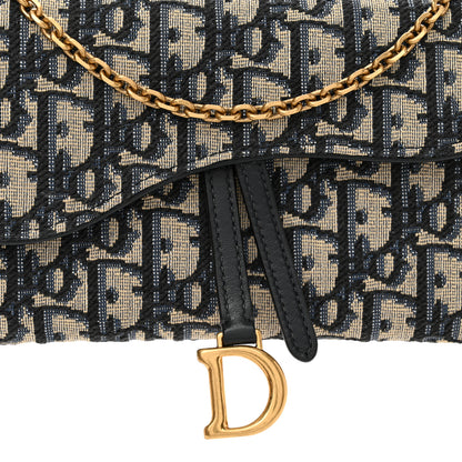 Christian Dior Oblique Saddle Chain Long Wallet Blue 9 of 13