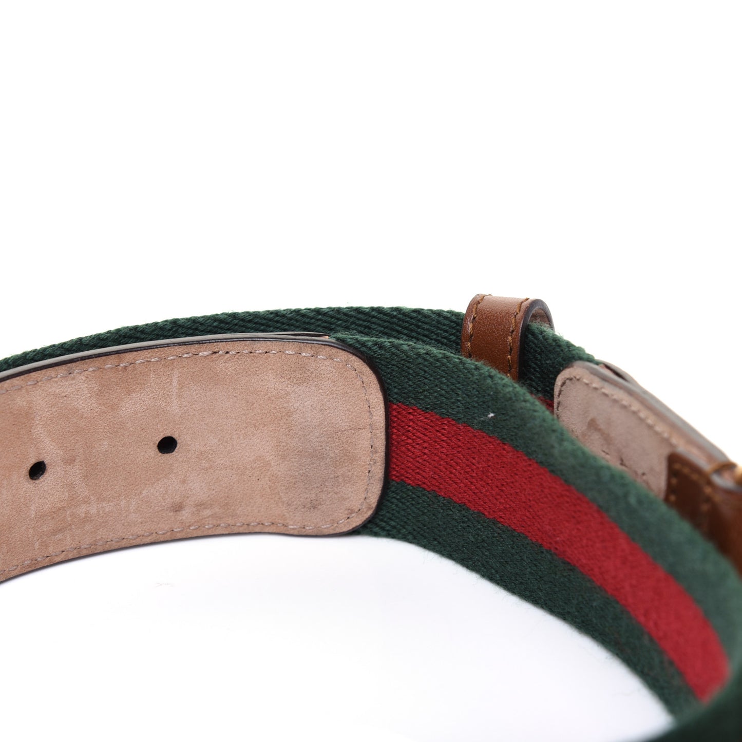 Nylon Calfskin Double G Web 40mm Belt 75 30 Green Red Cuir
