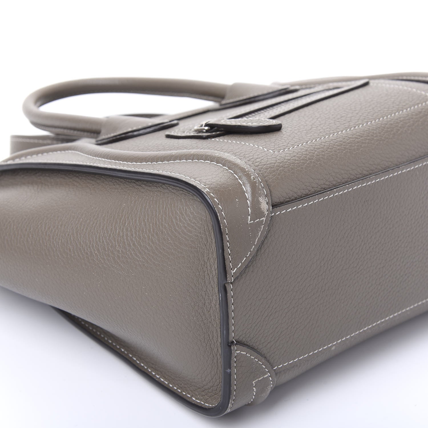 Celine Drummed Calfskin Nano Luggage Souris 5 of 13