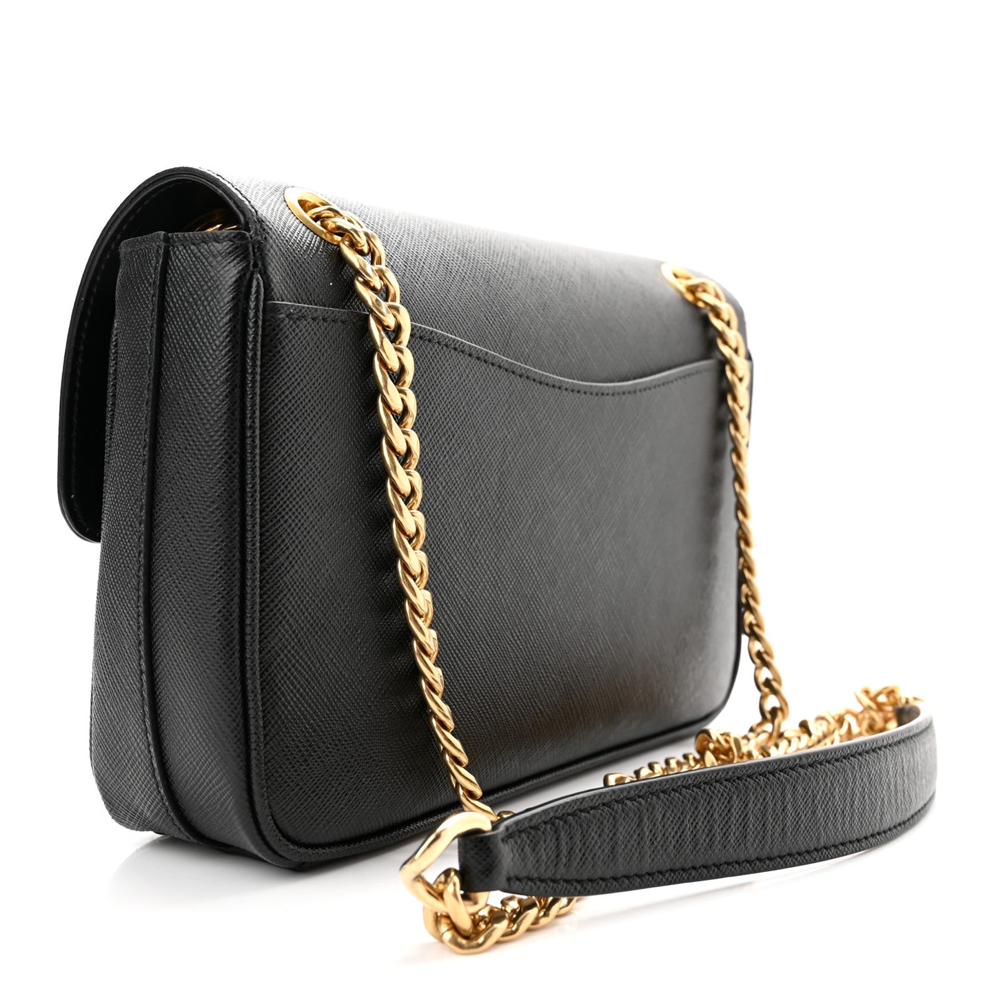 Saffiano Flap Shoulder Bag Black