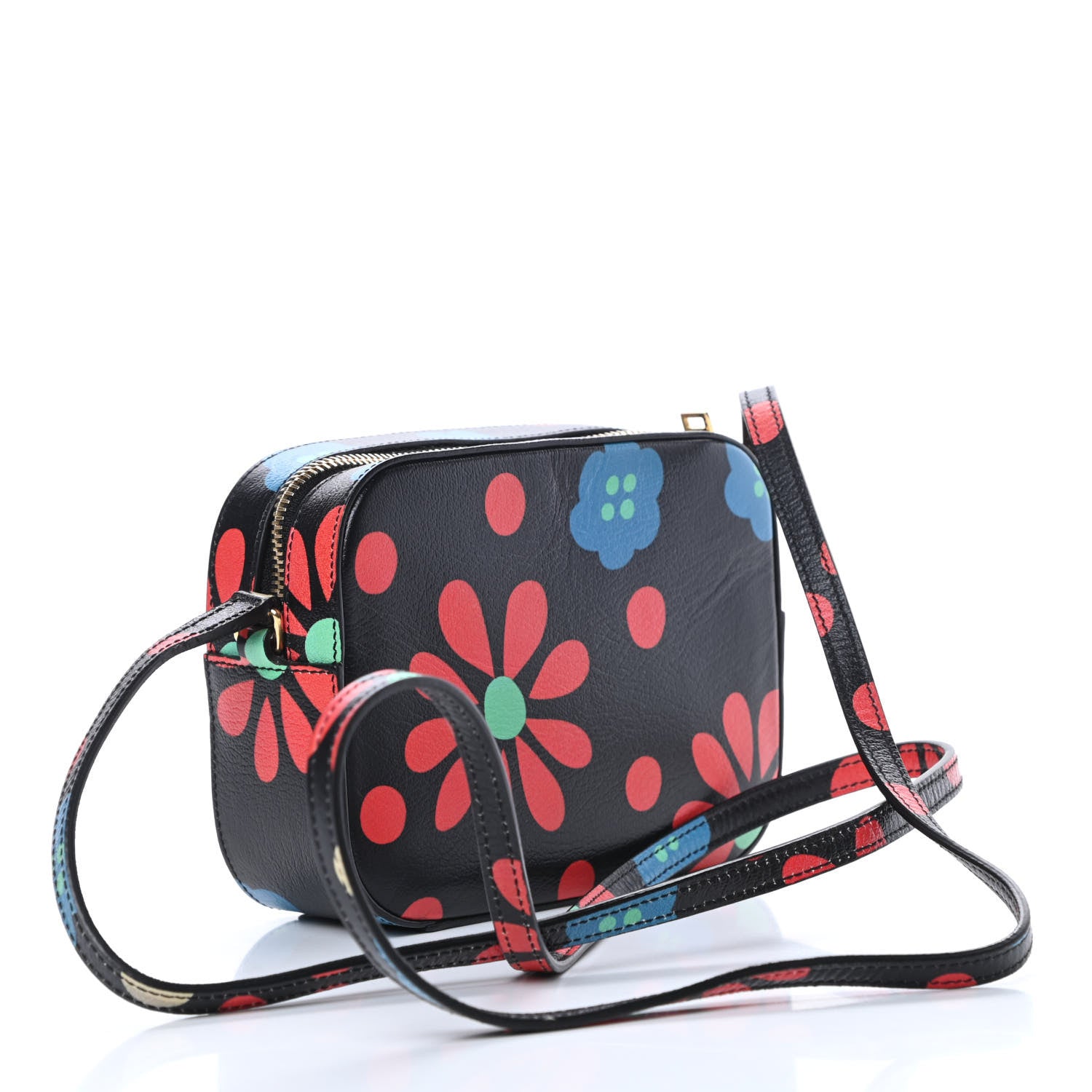 Saint Laurent Calfskin Floral Print Small Classic Monogram Camera Bag Black 3 of 11