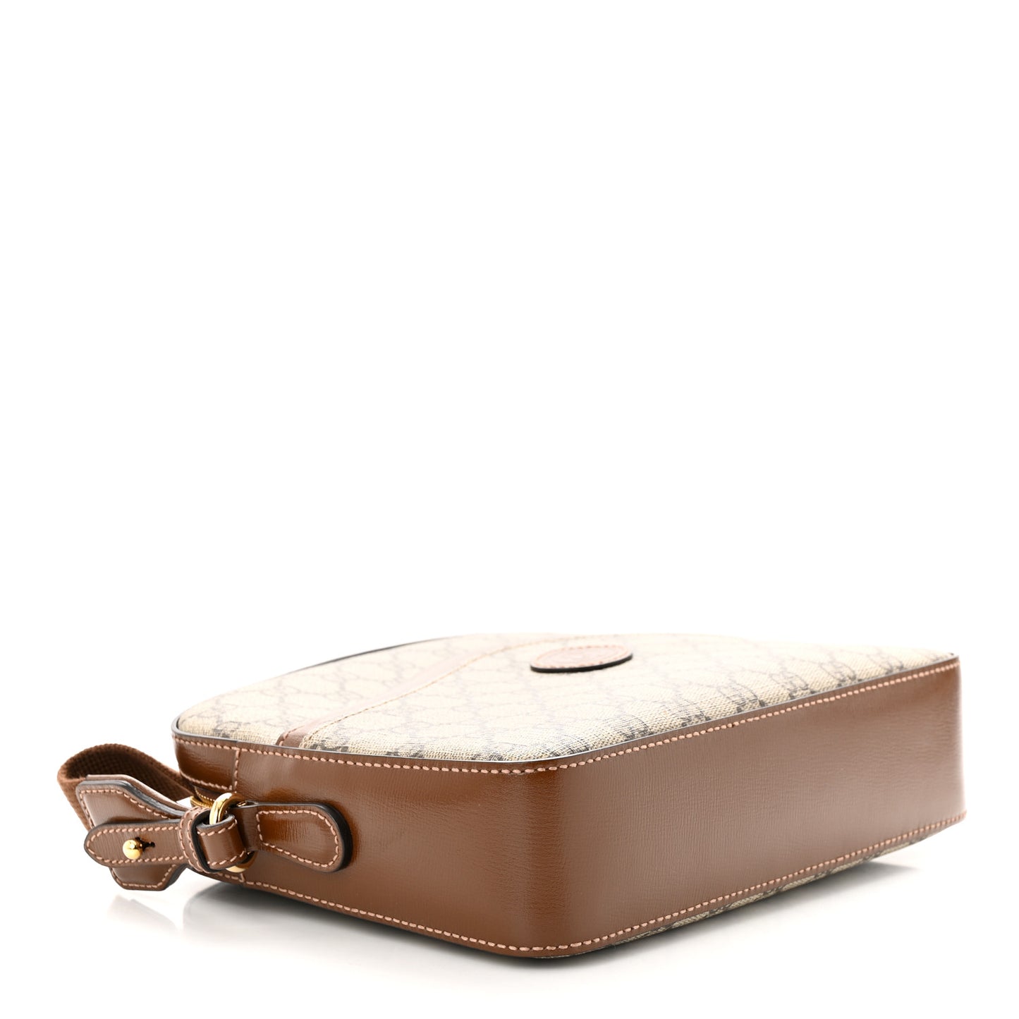 GG Supreme Monogram Azalea Calfskin Retro Interlocking G Messenger Shoulder Bag Beige Ebony Brown Sugar
