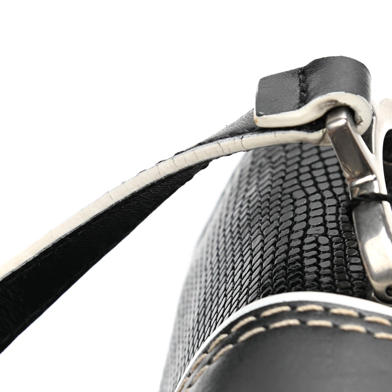 Miu Miu Embossed Lizard Calfskin Crystal Embellished Saint Lucertola Shoulder Bag Black 11 of 11