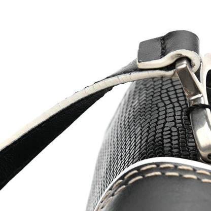 Miu Miu Embossed Lizard Calfskin Crystal Embellished Saint Lucertola Shoulder Bag Black 11 of 11