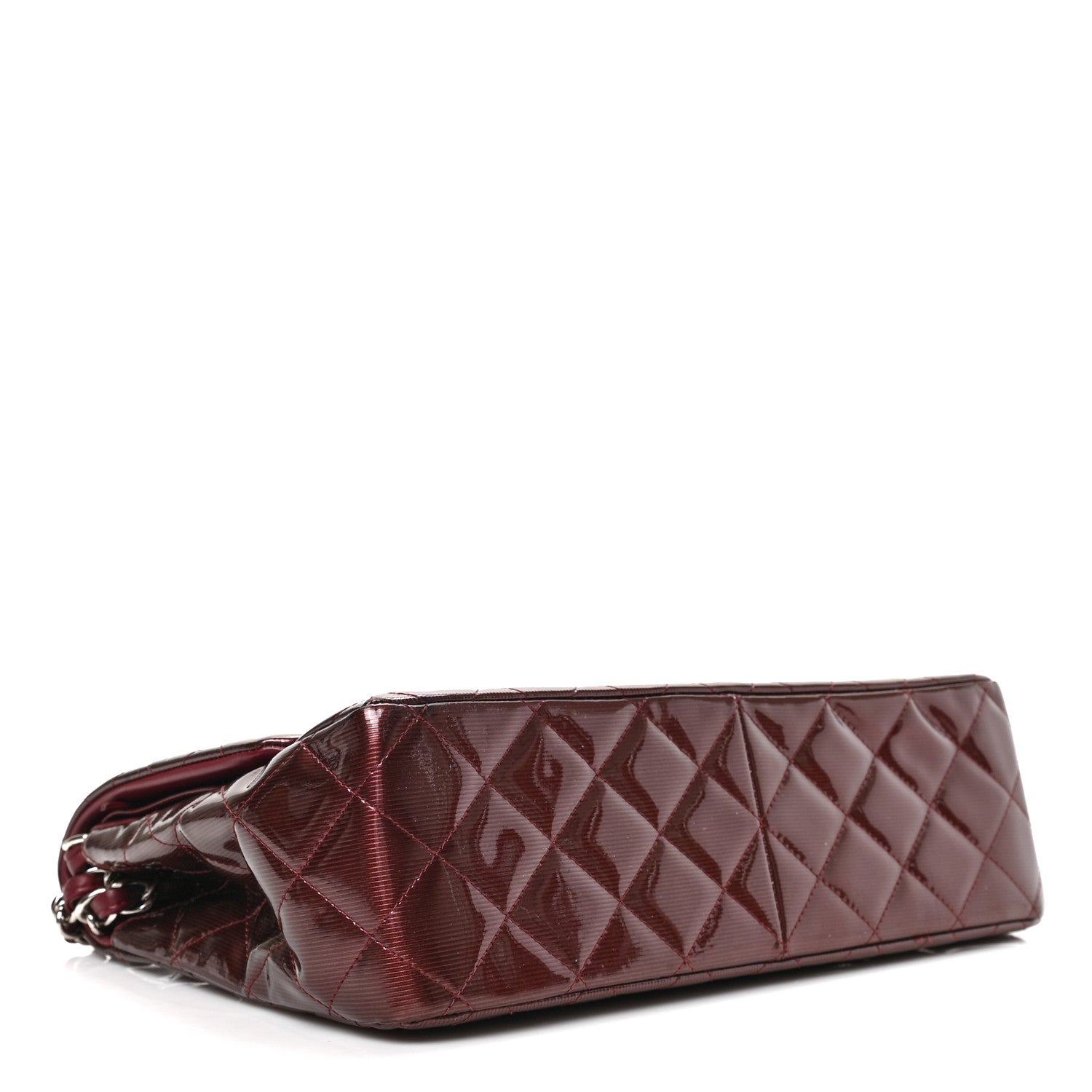 Chanel Striated Patent Quilted Jumbo Double Flap Burgundy 4 of 9