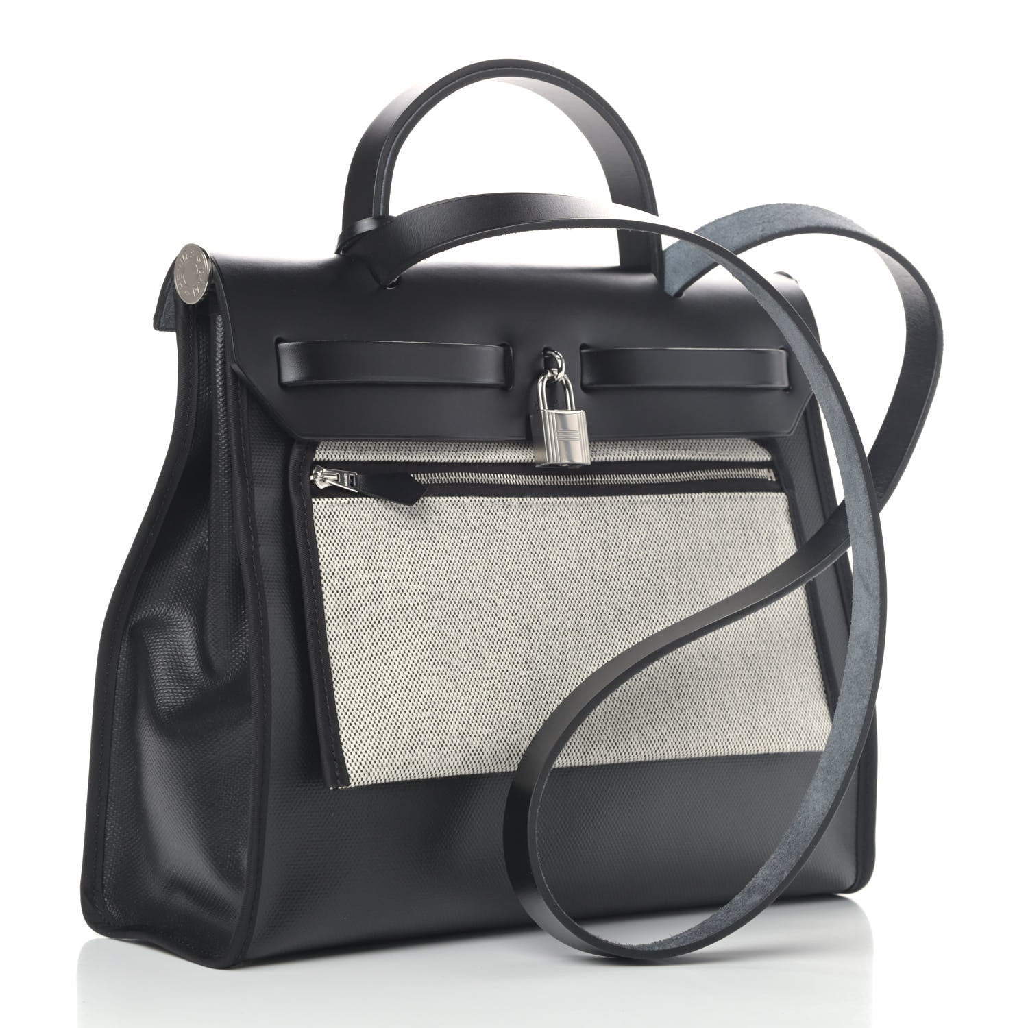 Hermes Toile H Berline Vache Hunter Herbag Zip PM 31 Black Ecru 3 of 7