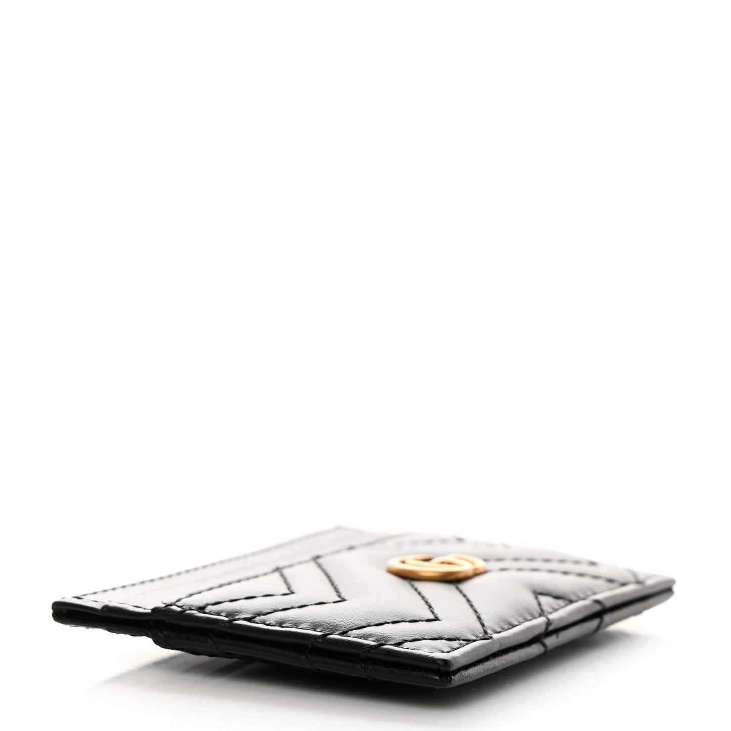 Calfskin Matelasse GG Marmont Card Holder Black