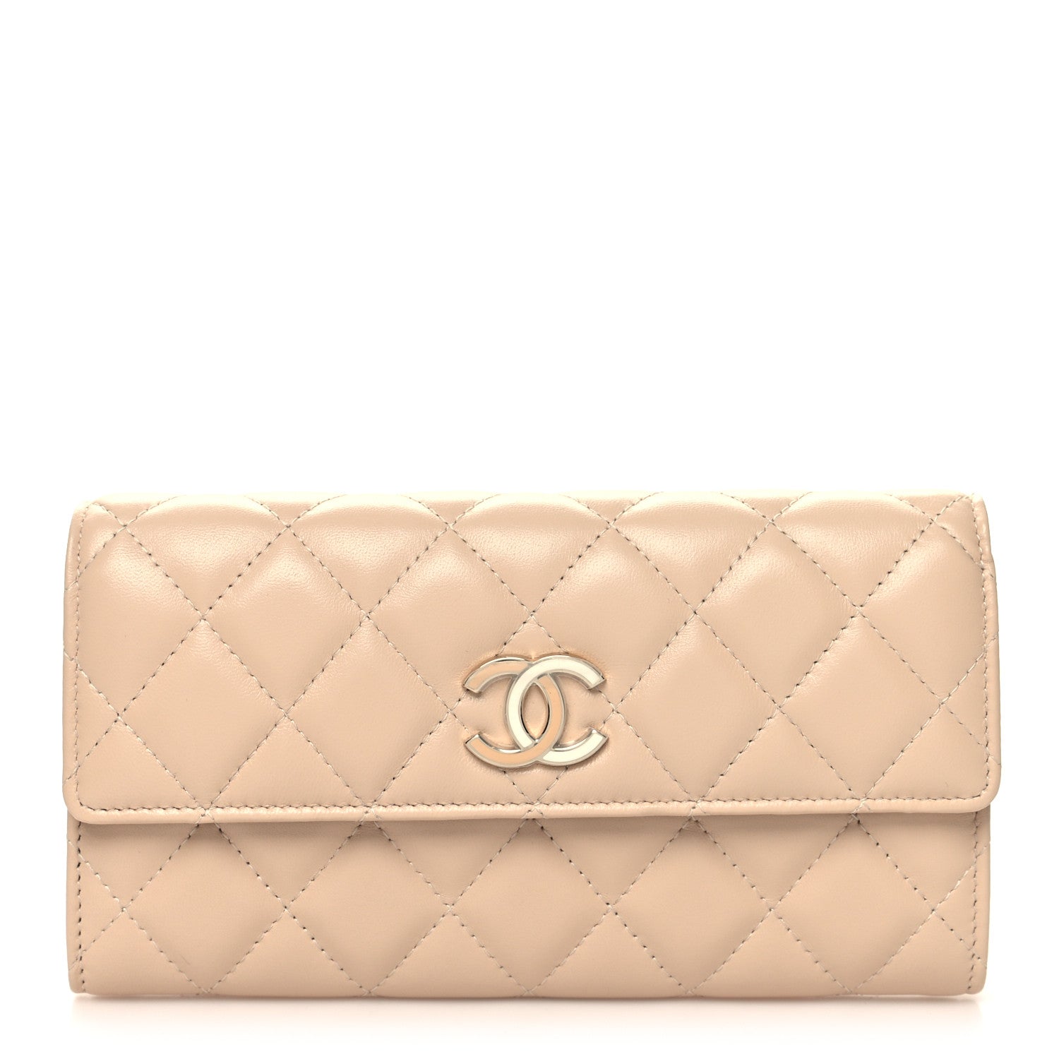 Chanel Lambskin Quilted CC Large Gusset Flap Wallet Beige 1 of 11