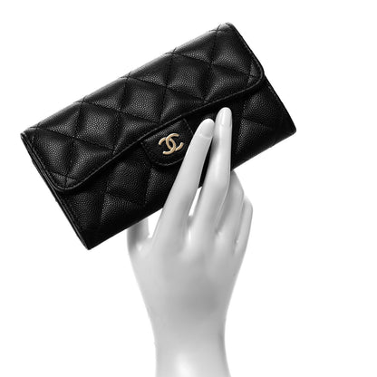 Chanel Caviar Quilted Medium Gusset Flap Wallet Black 2 of 10