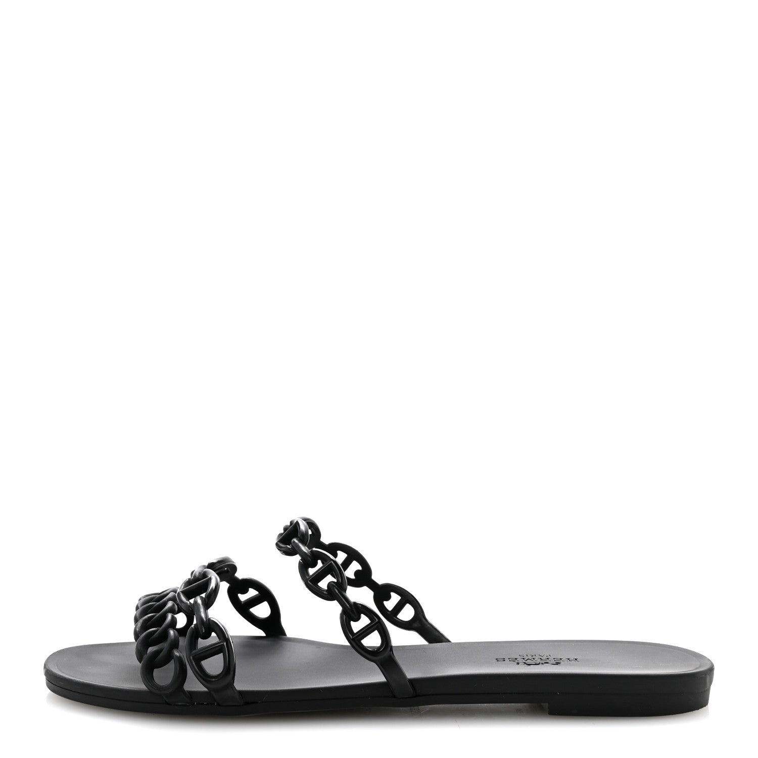Hermes Rubber Chaine d'Ancre Rivage Sandals 37 Black 1 of 10
