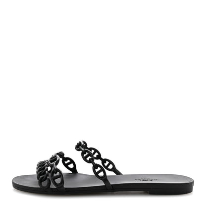 Hermes Rubber Chaine d'Ancre Rivage Sandals 37 Black 1 of 10