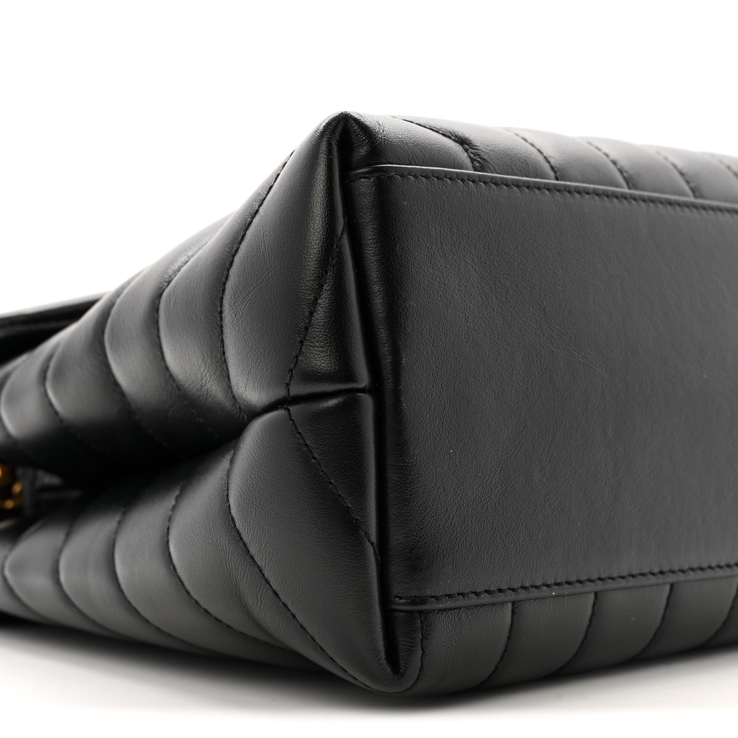 Calfskin Y Quilted Monogram Medium Loulou Chain Satchel Black