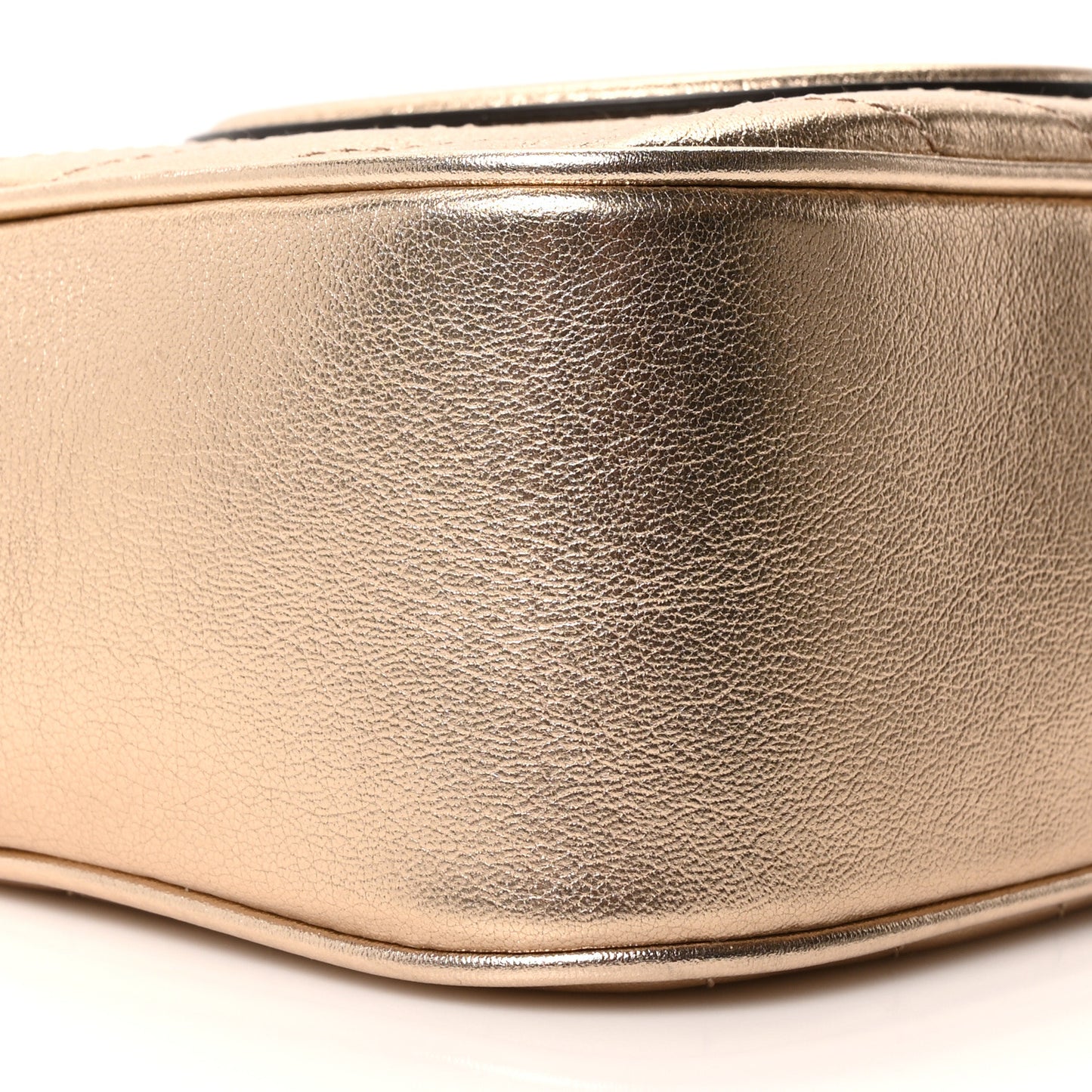 Metallic Sakai Be Green Calfskin Diagonal Stitched Small Blondie Shoulder Bag Golden Beige