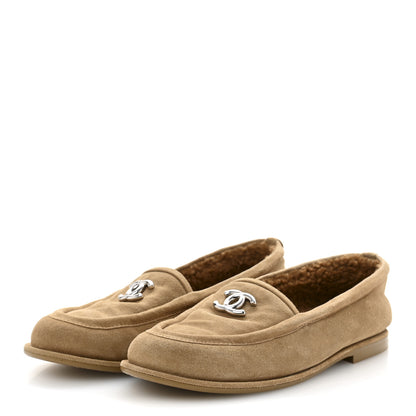 Chanel Suede Calfskin CC Loafers 39 Dark Beige 4 of 9