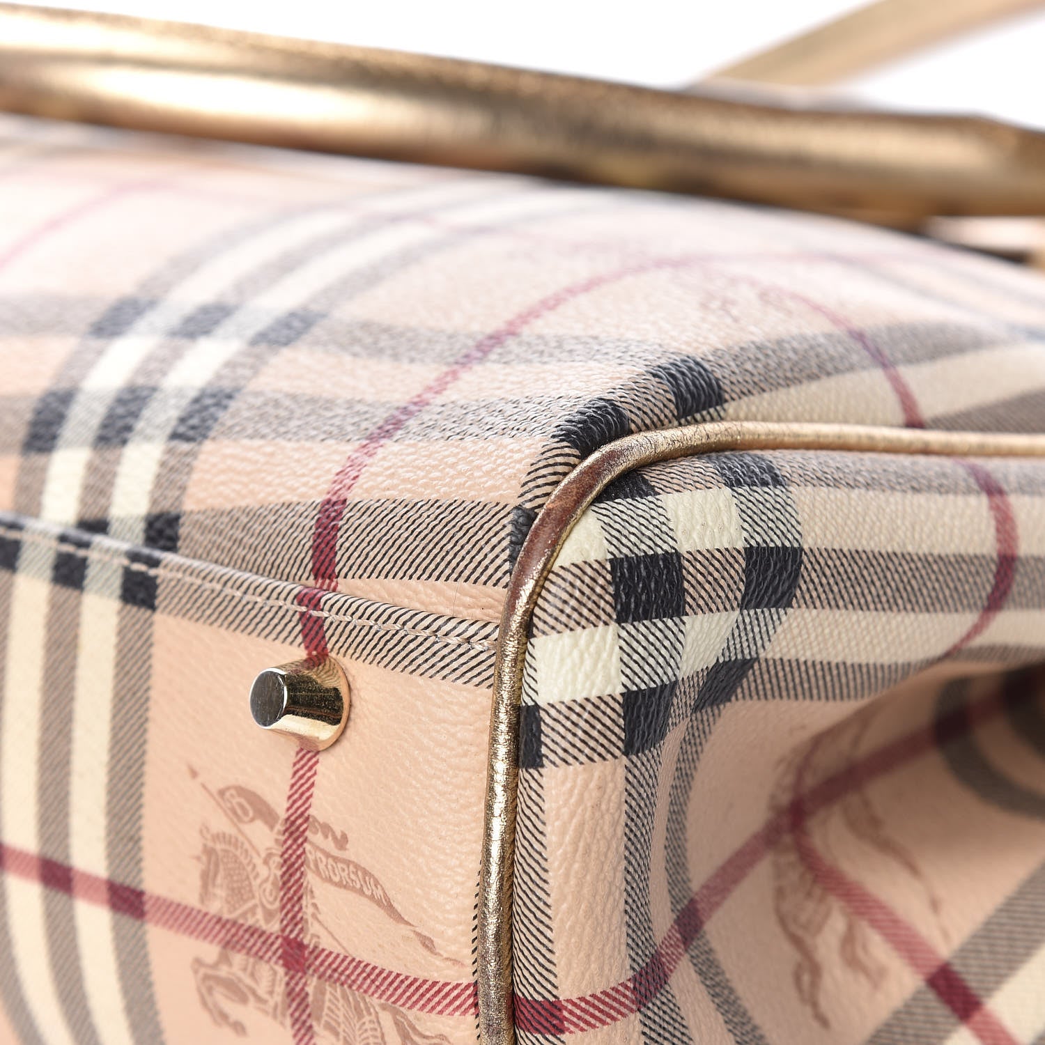 Burberry Haymarket Check Tote Gold 14 of 22