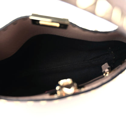 Valentino Garavani Pebbled Calfskin Small Rockstud Flip Lock Hobo Poudre 8 of 9