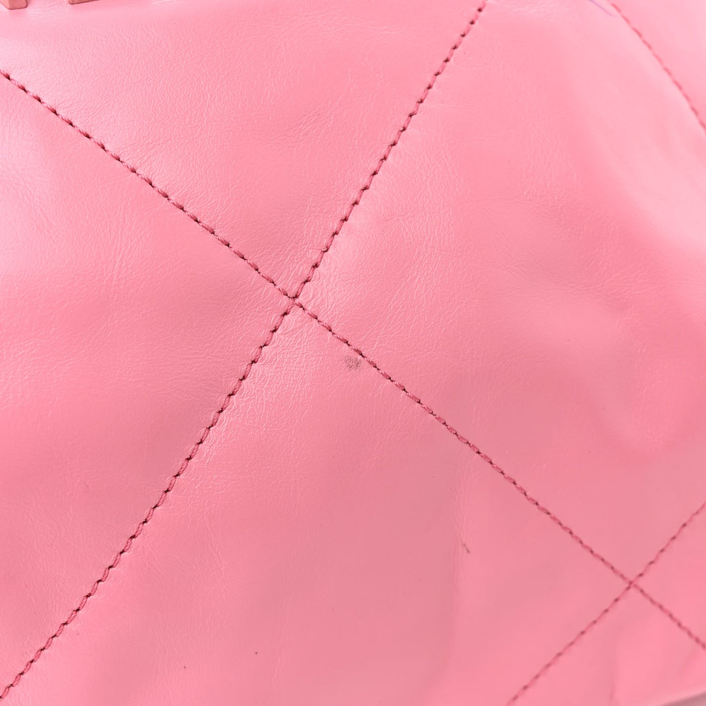 Shiny Calfskin Quilted Chanel 22 Drawstring Bag Pink