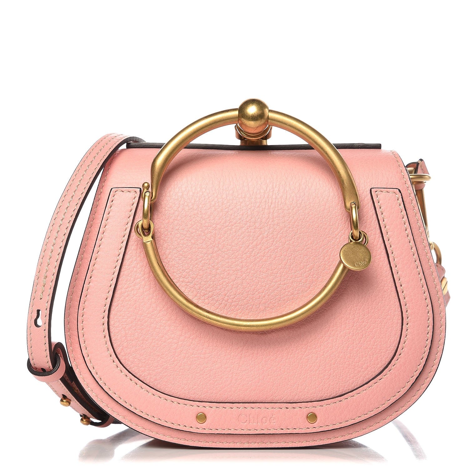 Chloe Calfskin Suede Small Nile Bracelet Bag Washed Pink 1 of 7