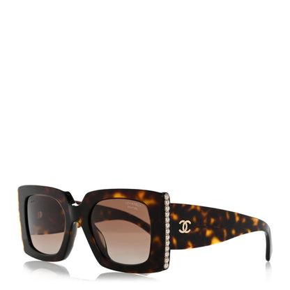 Chanel Acetate Pearl Rectangle Sunglasses 5480-H-A Tortoise 1 of 8