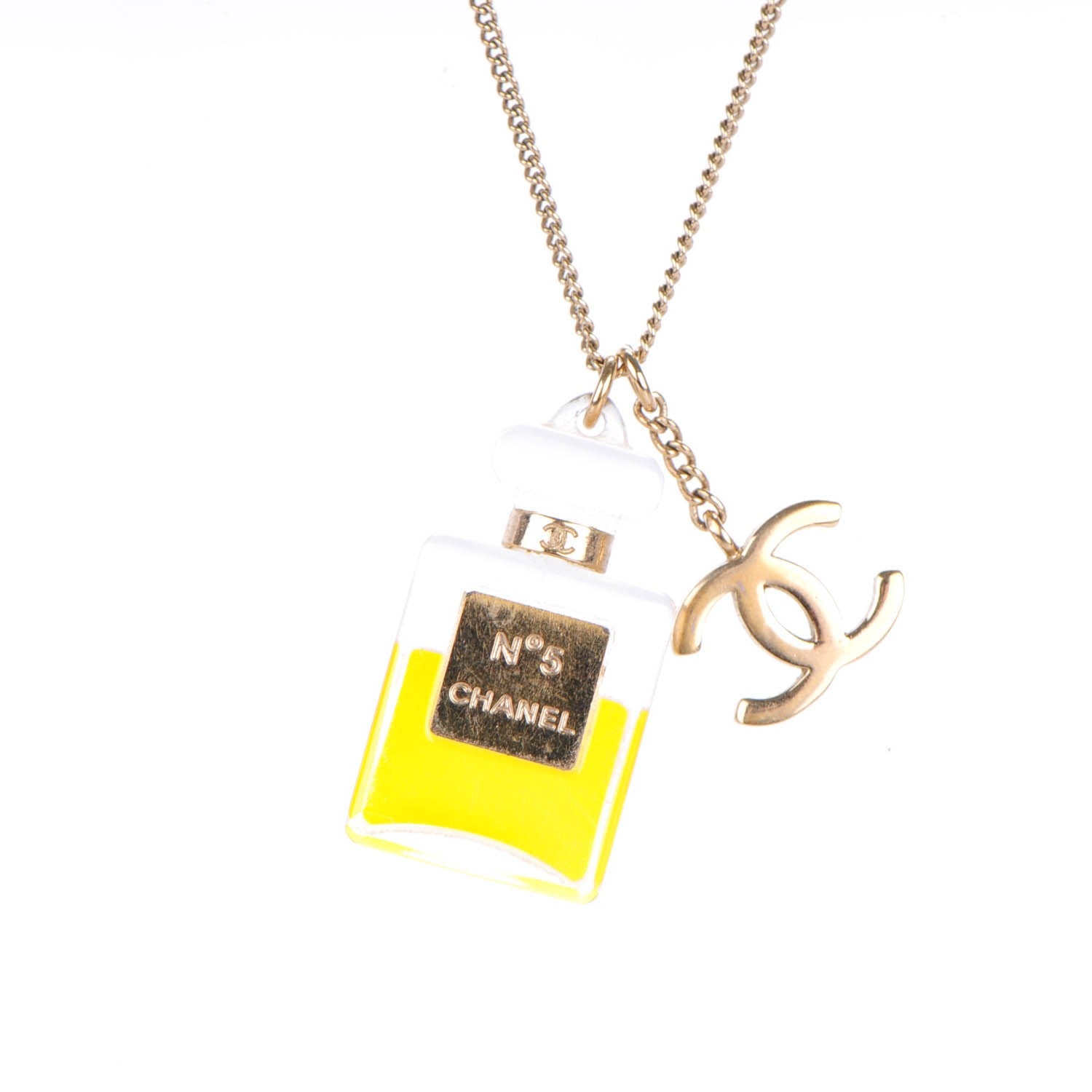 Chanel N°5 Perfume CC Necklace Gold 3 of 4