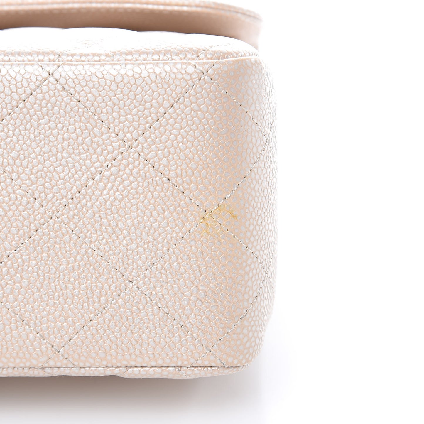 Pearly Caviar Quilted Jumbo Double Flap Light Beige
