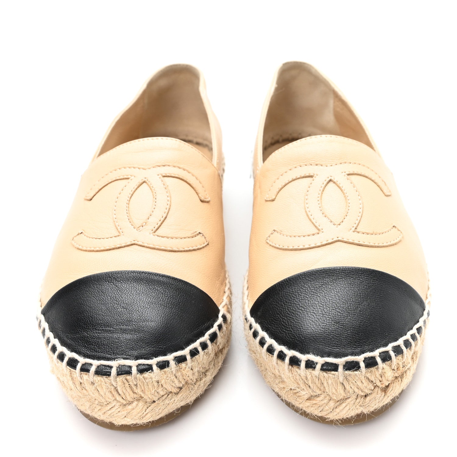 Chanel Lambskin CC Espadrilles 36 Beige Black 3 of 11