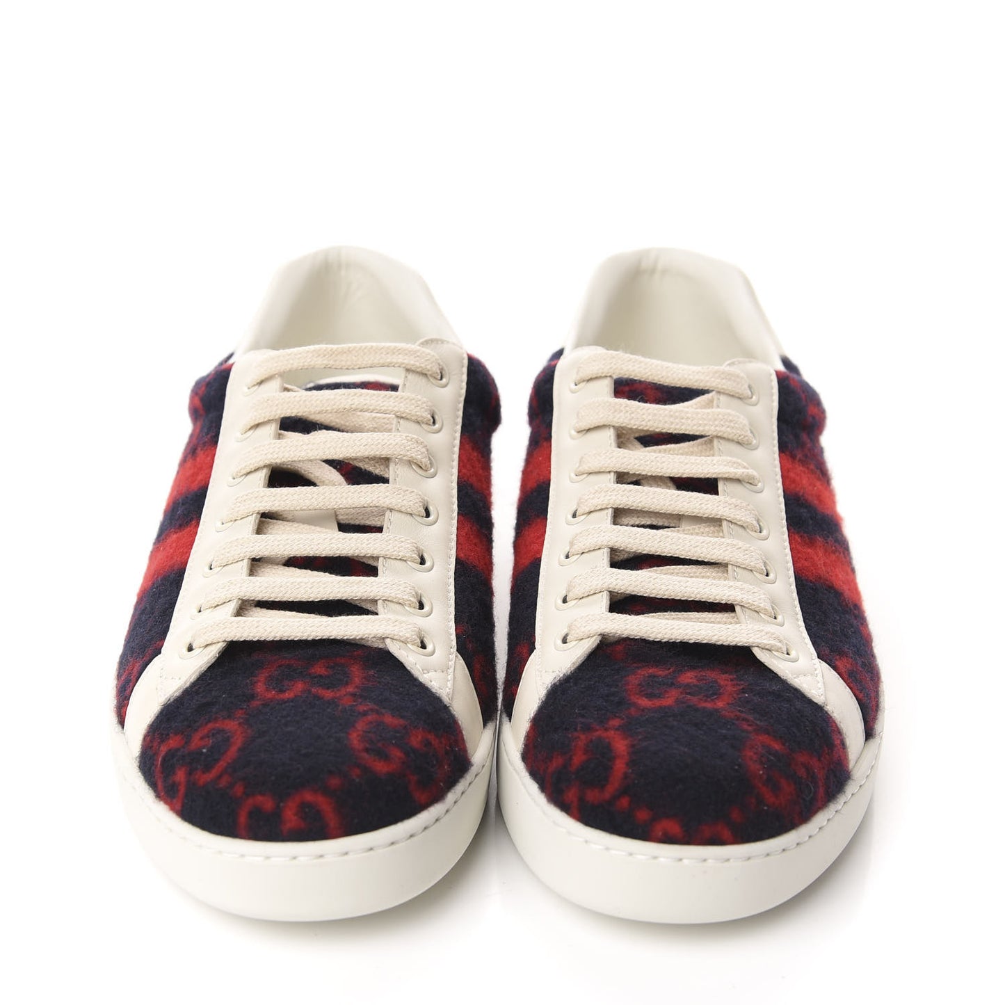 Covered Wool Big GG Monogram Mens Sneakers 9.5 Blue Red Mystic White