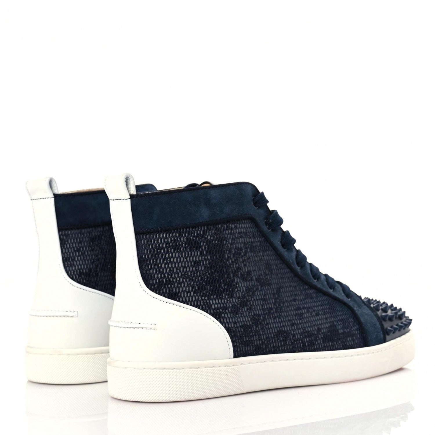Christian Louboutin Mesh Suede Lou Spikes Flat Sneakers 43 Navy 4 of 12