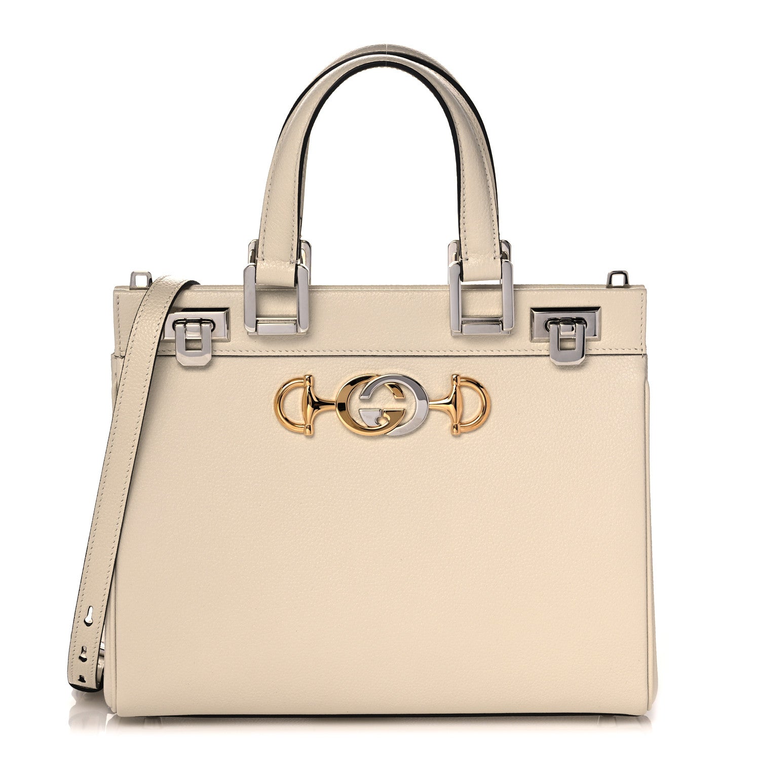 Gucci Grainy Calfskin Small Zumi Top Handle Bag Mystic White 1 of 13