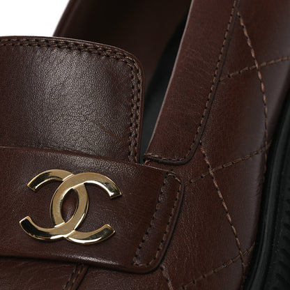 Chanel Calfskin Quilted CC Mocassin Loafers 41 Brown 13 of 14