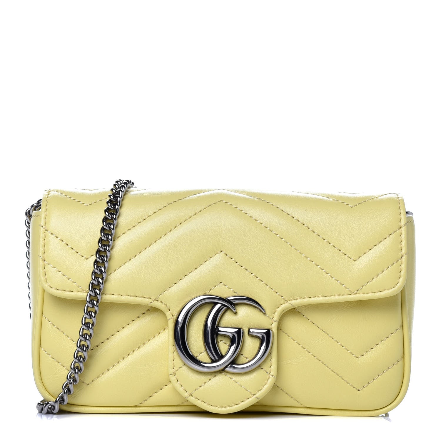 Gucci Calfskin Matelasse Super Mini GG Marmont Shoulder Bag Banana 1 of 9