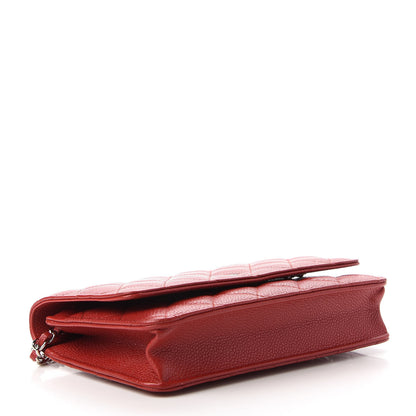 Chanel Caviar Quilted Wallet On Chain WOC Dark Red 4 of 12