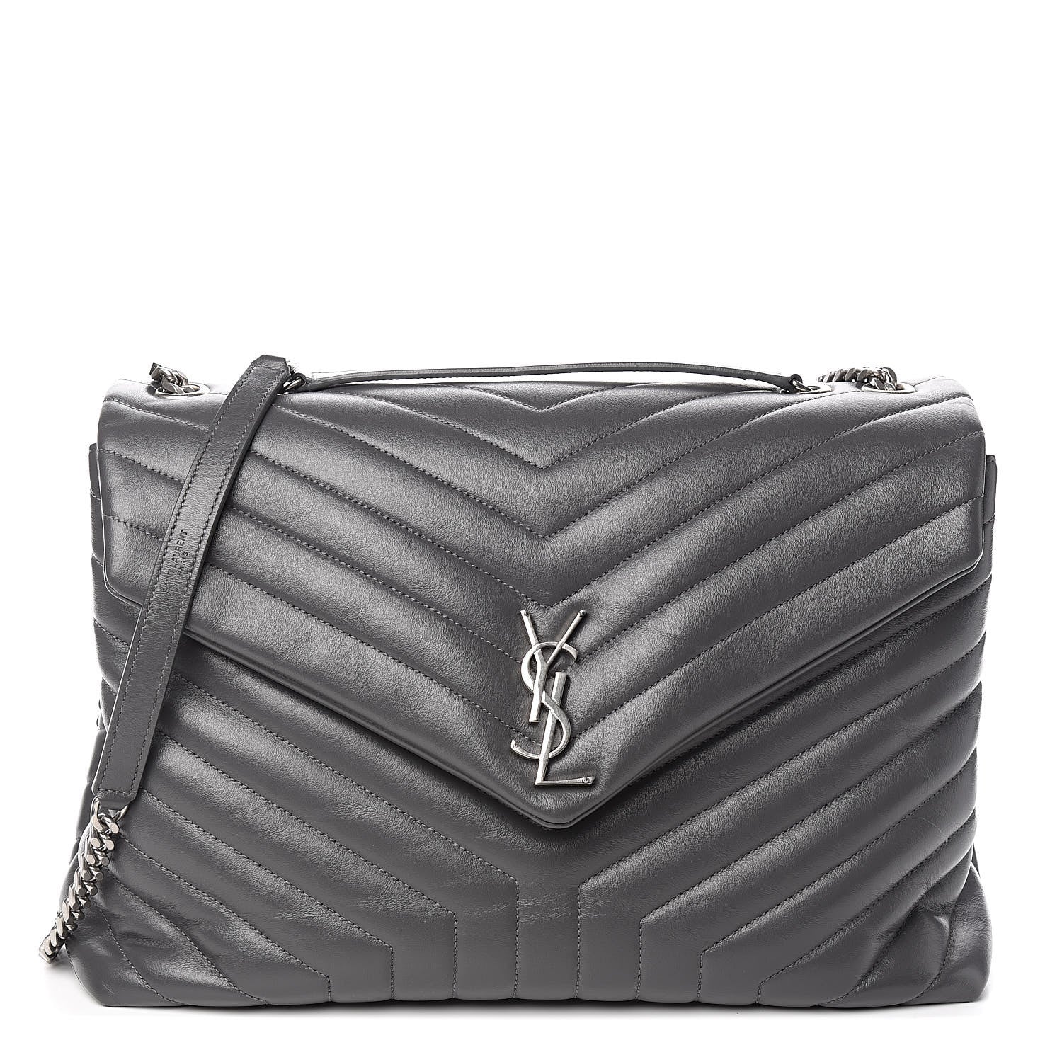 Saint Laurent Calfskin Y Quilted Monogram Large Loulou Chain Satchel Storm 1 of 10