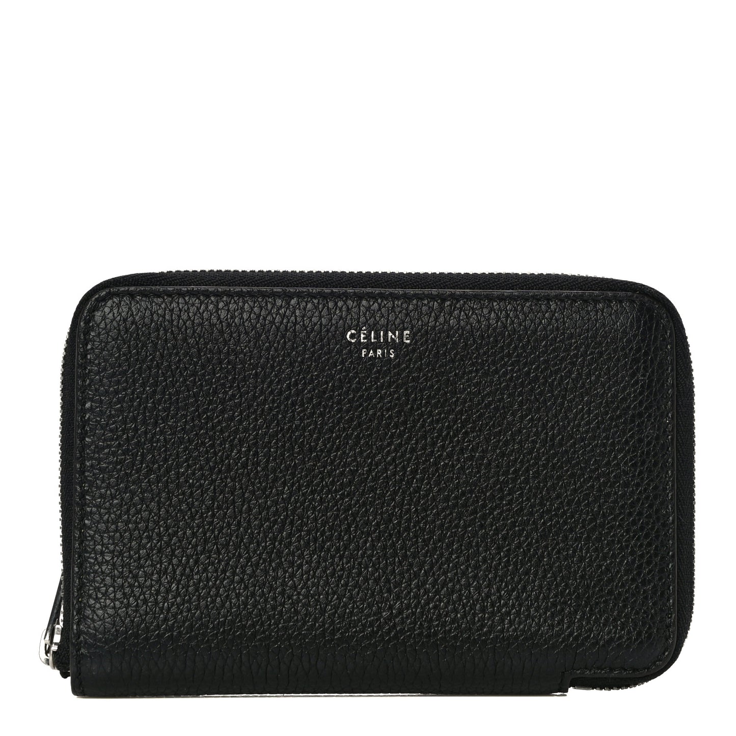 Drummed Calfskin Zip Around Multifunction Wallet Black Citron