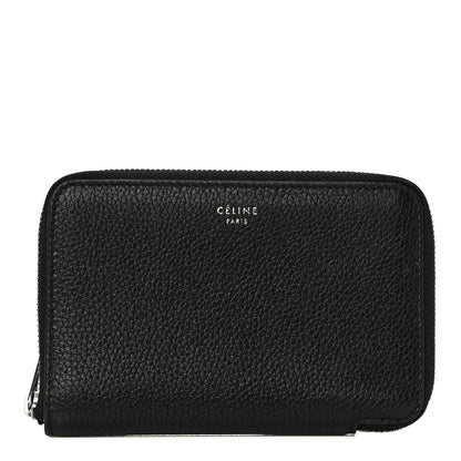 Celine Drummed Calfskin Zip Around Multifunction Wallet Black Citron 1 of 9