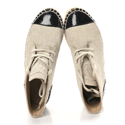 Chanel Crackled Calfskin High Top Espadrilles 35 Light Beige Black 2 of 9