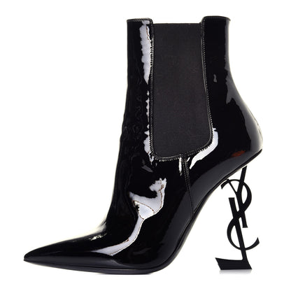 Saint Laurent Patent Opyum Ankle Boot 37.5 Black 1 of 10
