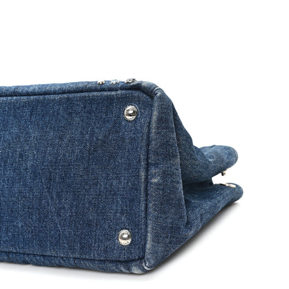 Prada Canapa Denim Crystal Studded Tote Blue 10 of 11