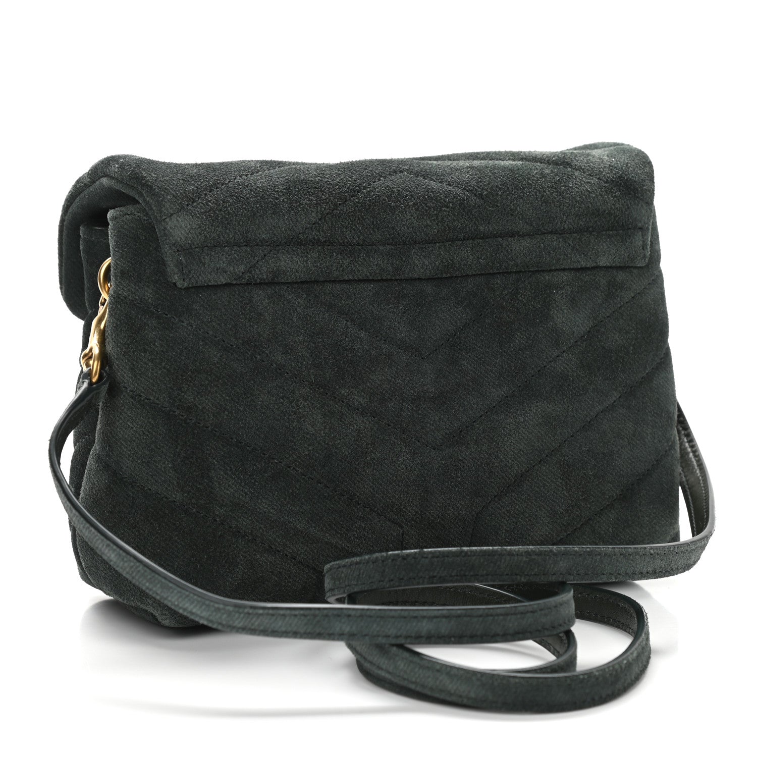 Saint Laurent Croute Velour Y Quilted Monogram Toy Loulou Crossbody Bag Dark Forest 3 of 12