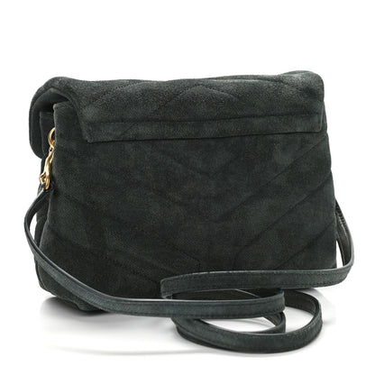 Saint Laurent Croute Velour Y Quilted Monogram Toy Loulou Crossbody Bag Dark Forest 3 of 12